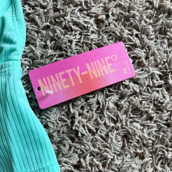 NWT! Juniors' Ninety-Nine° Mint Apron Crop Tankini Swim Top Size X-Large - Picture 6 of 7